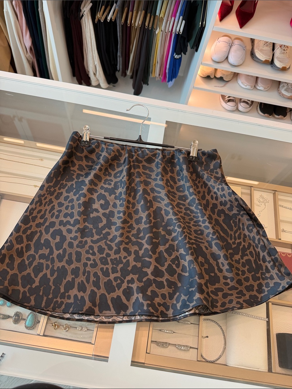 Gianni Bini Brown and Black Leopard Print Skater Skirt